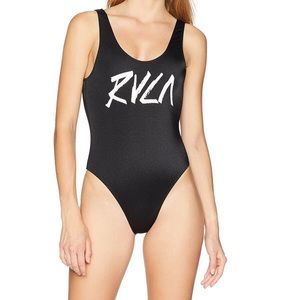 RVCA Logo Scoop-Back One-Piece Swimsuit